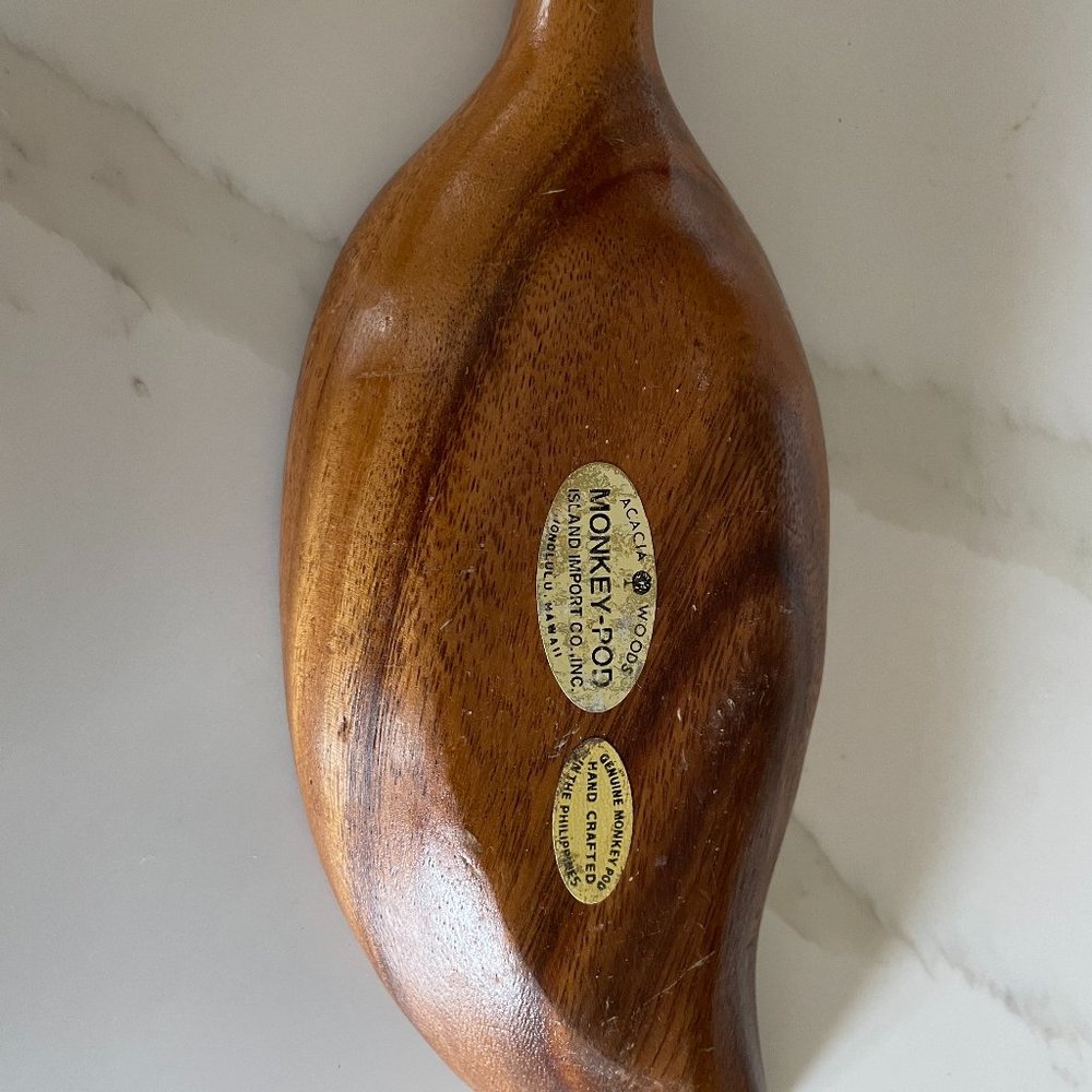 Solid wood (Monkeypod) square plate and leaf-motif bowl, - Picture 3 of 4